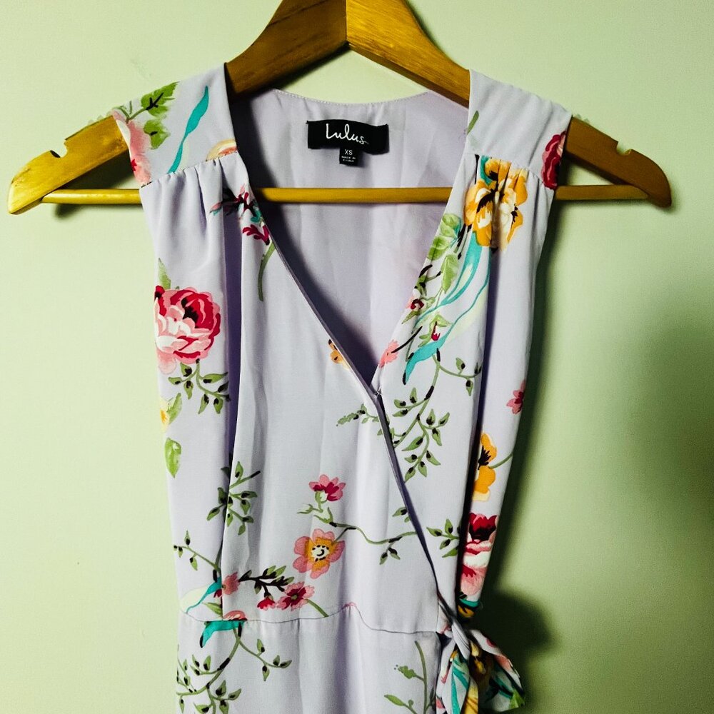 2/$30 Lulus Tawny Lavender Floral Print Wrap Maxi Dress XS - Picture 5 of 10